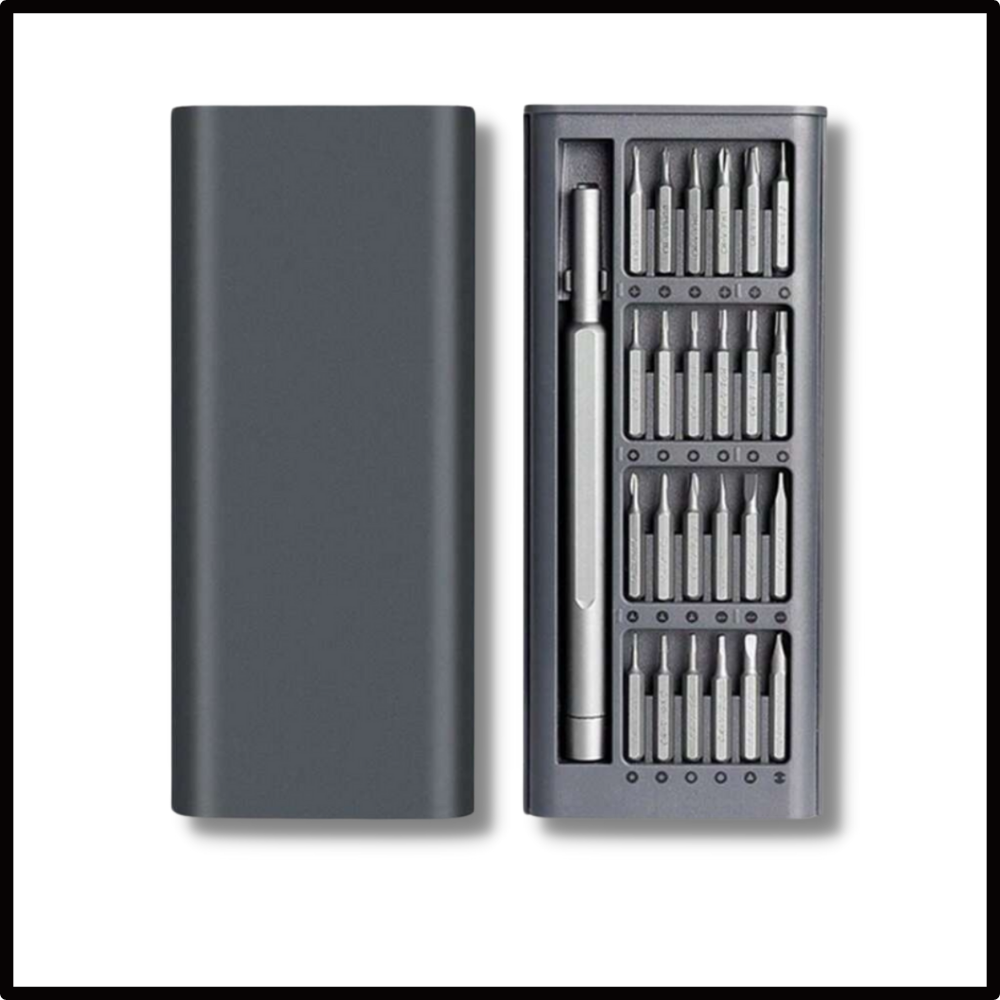 Conjunto de 24 tournevis de precisão Spbpqy com cabos ergonômicos para reparos eletrônicos e pequenos dispositivos.