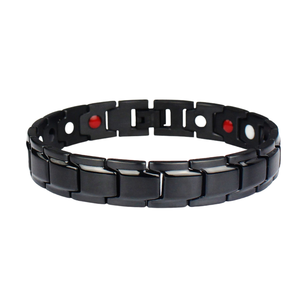 Pulseira magnética Spencer para perda de peso, acessório de fitness com acabamento dourado e detalhes prateados.
