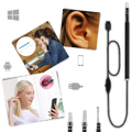 Câmera auricular 3 em 1 da Spencer para cuidado de ouvidos, mostrada em um fundo branco com detalhes pretos.