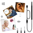 Câmera auricular 3 em 1 da Spencer para cuidado de ouvidos, mostrada em um fundo branco com detalhes pretos.