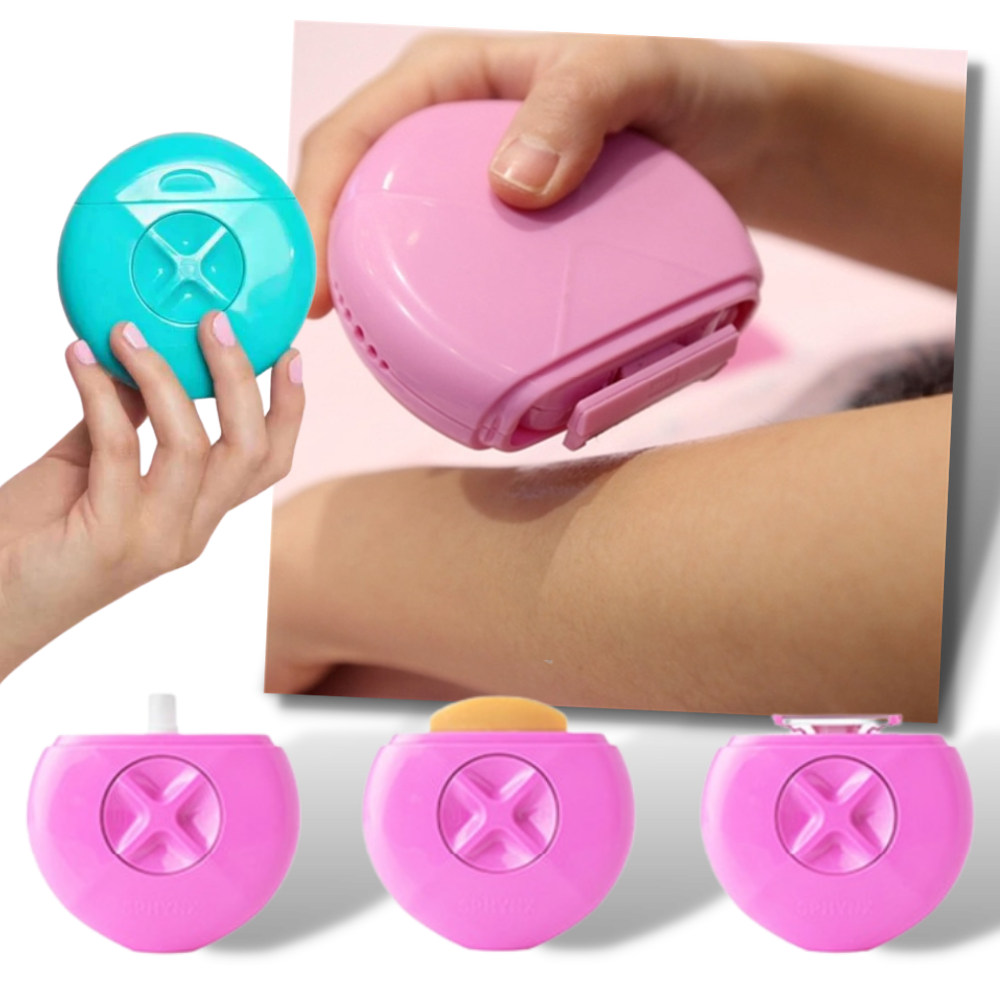 Ferramenta de barbear 3 em 1 Sphynx para rasagem e cuidados, com design azul e múltiplas funções de higiene facial.