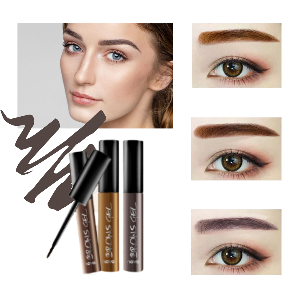 Gel teinte para sobrancelhas Square Carmen, cosméticos, em tom marrom nozete, com escova para definir e preencher sobrancelhas.