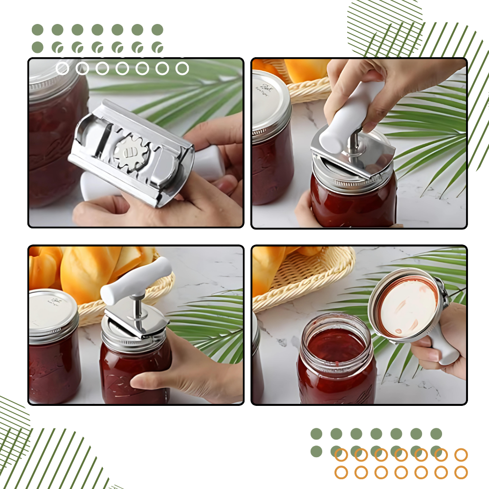 Abridor de potes em aço inoxidável Kemorela, utensílio de cozinha durável para abrir potes e frascos com facilidade.