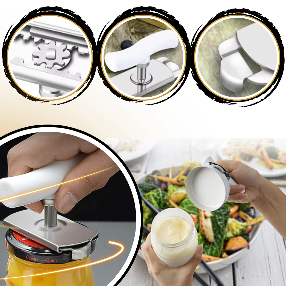 Abridor de potes em aço inoxidável Kemorela, utensílio de cozinha para abrir frascos com conforto e facilidade.