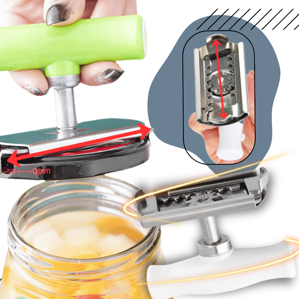 Abridor de potes em aço inoxidável Kemorela, utensílio de cozinha resistente para abrir potes com facilidade.
