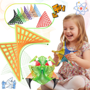 Peças de construção hiperbolicas do jogo STEM da Idoot, com tiles hiperbolicas coloridas para atividades educativas e criativas.