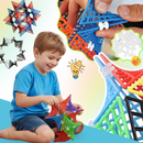 Peças de construção hiperbolicas do jogo STEM da Idoot, formas geométricas coloridas para montar estruturas educativas.
