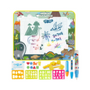 Tapete de desenhos com dinossauros da marca Vision, estimulante à água para brincadeiras criativas e educativas.