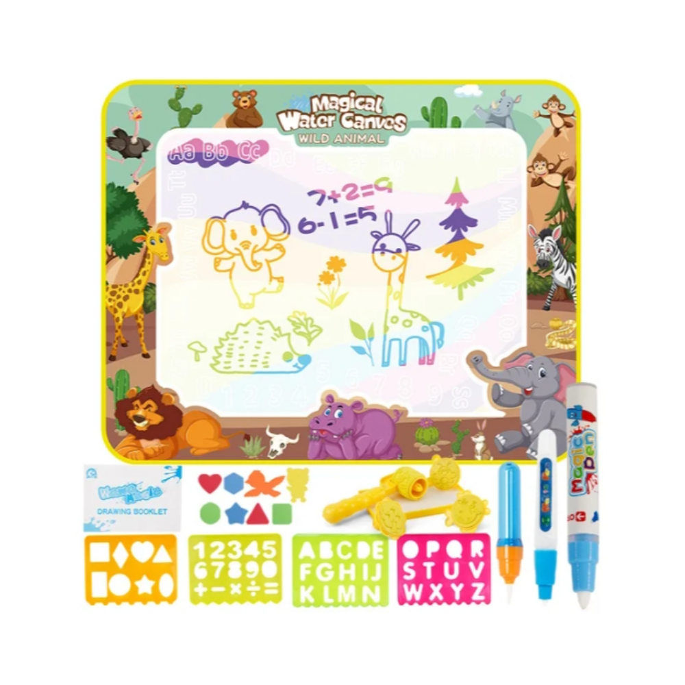 Tapete de desenho estimulante à água da marca Vision com tema safari, ideal para jogos de desenho e criatividade infantil.