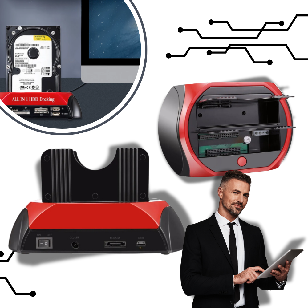 Estação de docking universal Owsoo para componentes de computador, com gerenciamento de dados simplificado e design funcional.