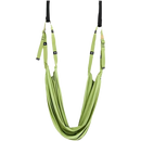 Hamac de yoga aéreo sólido e ajustável em verde para práticas de Pilates e yoga, suspenso e confortável.