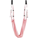 Hamac de yoga aéreo sólido e ajustável na cor rosa, ideal para Pilates e práticas de yoga, com suporte resistente e confortável.