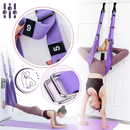 Rede de ioga aérea ajustável e resistente para prática de Pilates e yoga, ideal para exercícios de sustentação e alongamento.