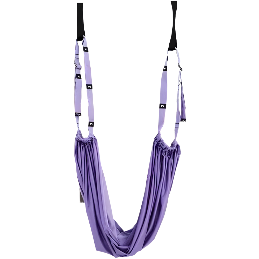 Rede de yoga aérea sólida e ajustável em roxo, ideal para Pilates e yoga, da marca genérica.