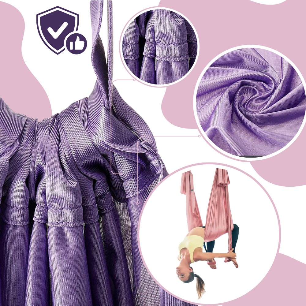 Hamac de yoga aéreo ajustável e resistente para Pilates e yoga, com suporte forte e confortável, feito pela marca Generic.