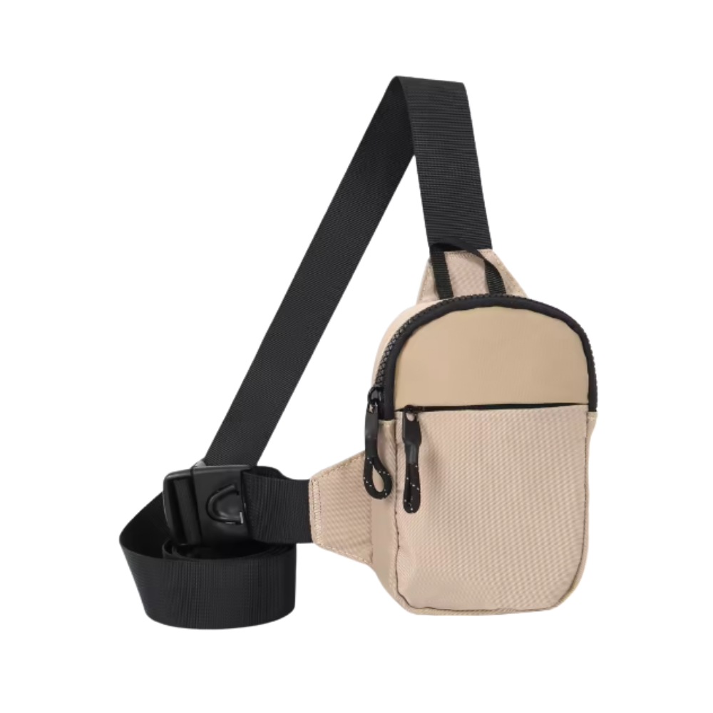 Bolsa mini tiracolo elegante da Quintina em tom cáqui, com design estiloso e compacto para uso diário.