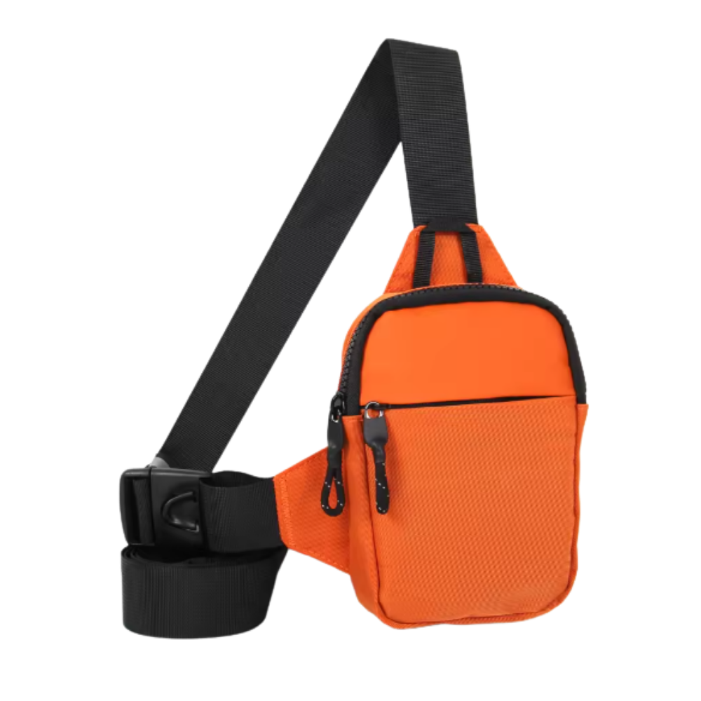 Bolsa mini transversal elegante da Quintina em tom laranja, com design estiloso e compacto para uso diário.