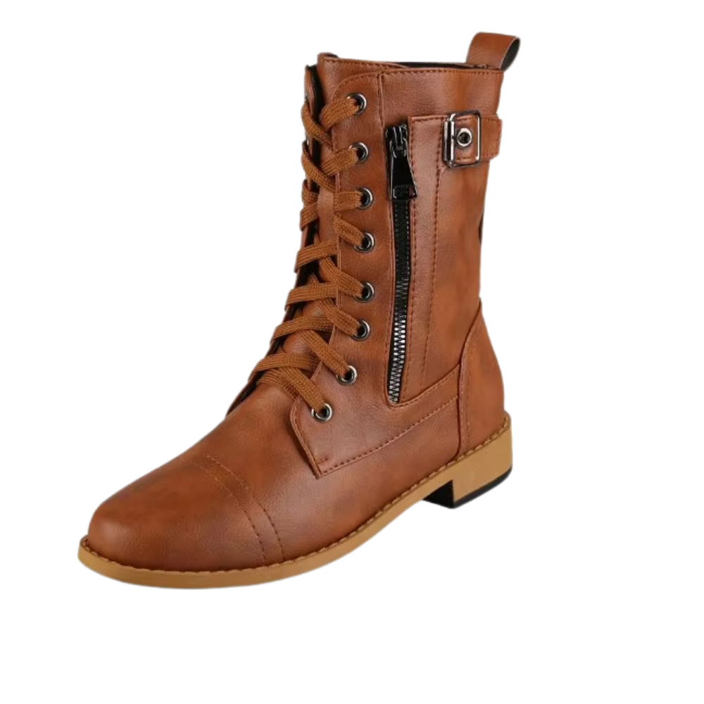 Botas elegantes antideslizantes Yotami de couro marrom, estilo sapatos de caminhada com sola antiderrapante.
