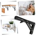 Suporte para mesa dobrável de parede, fixação robusta, ideal para escritórios, marca Unique-Bargains, mostra estrutura estilizada.