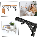 Suporte para mesa dobrável de parede, fixação robusta, ideal para escritórios, marca Unique-Bargains, mostra estrutura estilizada.