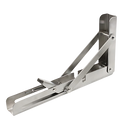 Suporte para mesa dobrável de parede, fixação em aço inox, ideal para escritórios e ambientes de trabalho.