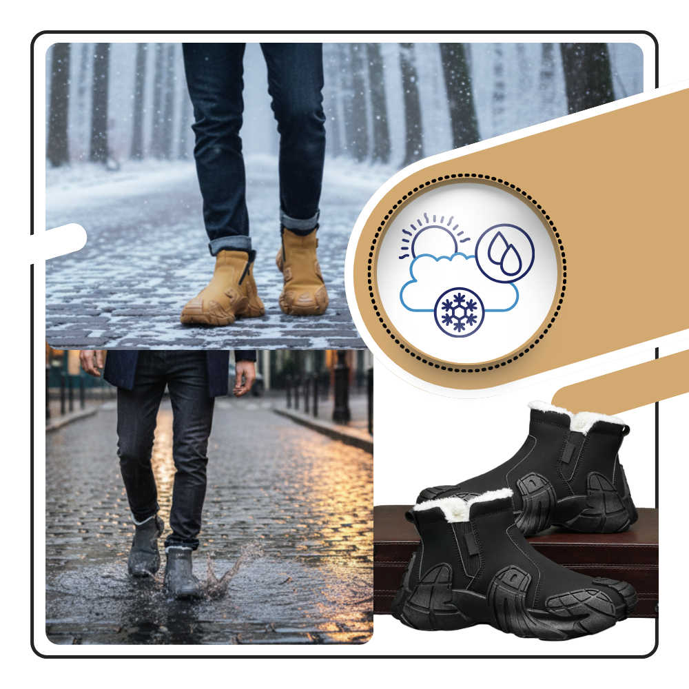 Botinas impermeáveis masculinas da Fashion Clothers, estilo elegante, resistentes à água e perfeitas para o inverno.