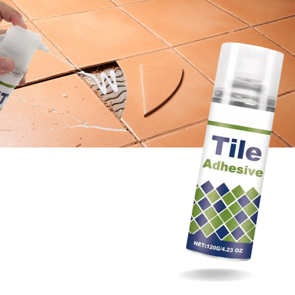 Cola alta aderência e impermeável para azulejos, marca Sufanic, aplicada em superfície de azulejos para construção.