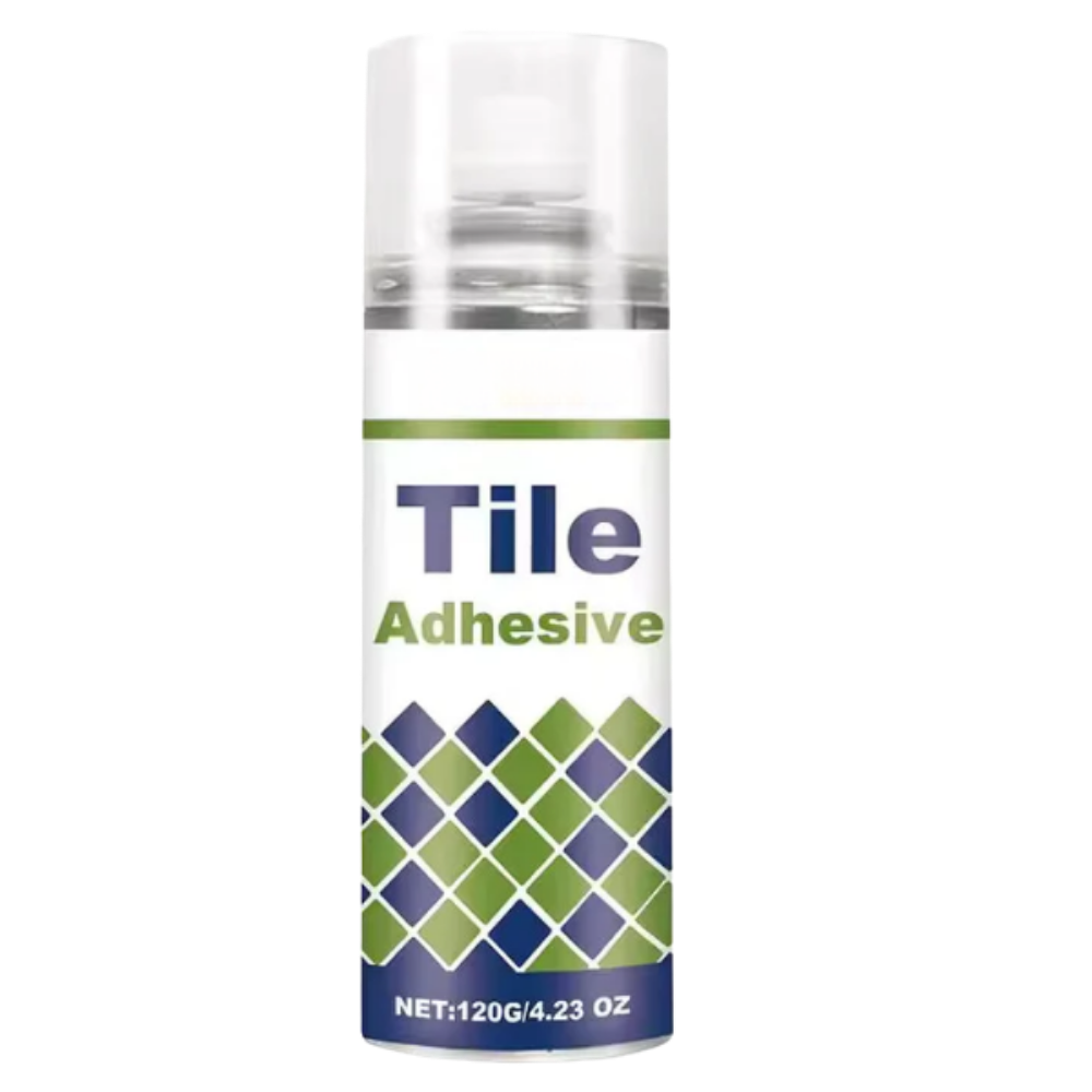 Cola de alta aderência e impermeável Sufanic para instalação de azulejos, com textura visível e embalagem ao fundo.