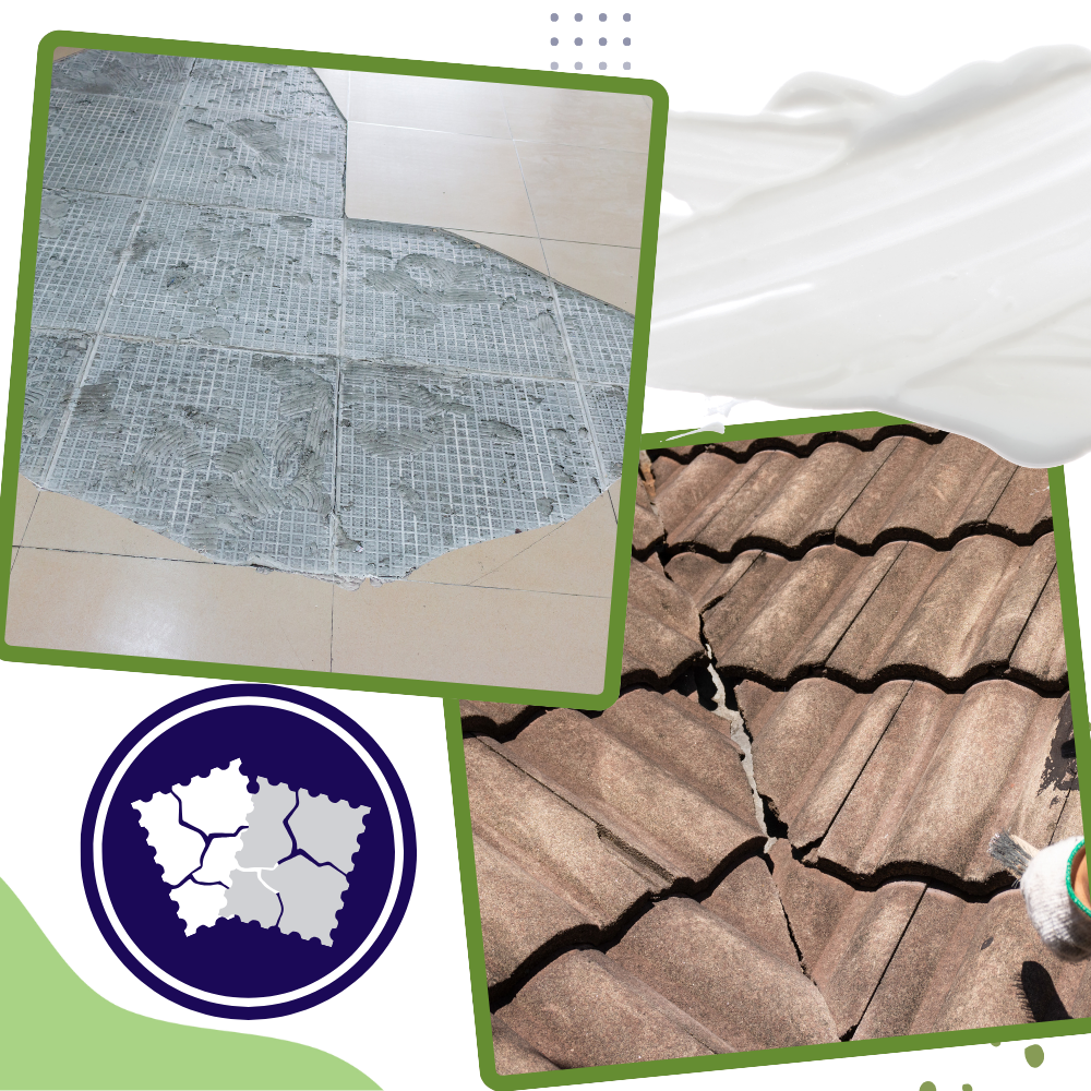 Cola de alta aderência e impermeável para azulejos, marca Sufanic, aplicada em superfície de cerâmica com textura uniforme.
