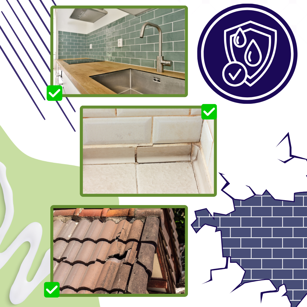 Cola de alta aderência e impermeável para azulejos, produto da marca Sufanic, com textura viscosa e aplicação uniforme.