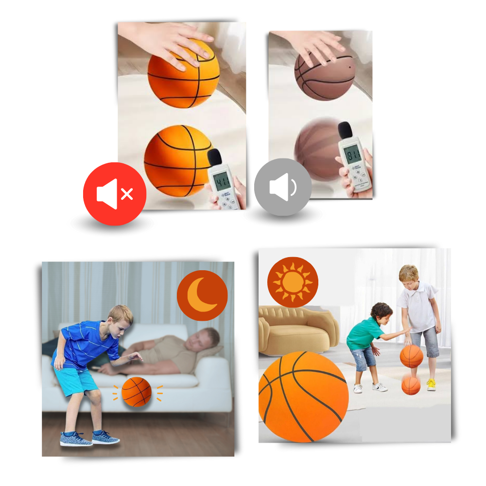 Balão de basquete silencioso e colorido de 18 cm da Sukiy, brinquedo esportivo divertido e vibrante, ideal para crianças.