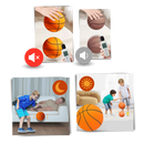 Balão de basquete silencioso e colorido de 18 cm da Sukiy, brinquedo esportivo divertido e vibrante, ideal para crianças.