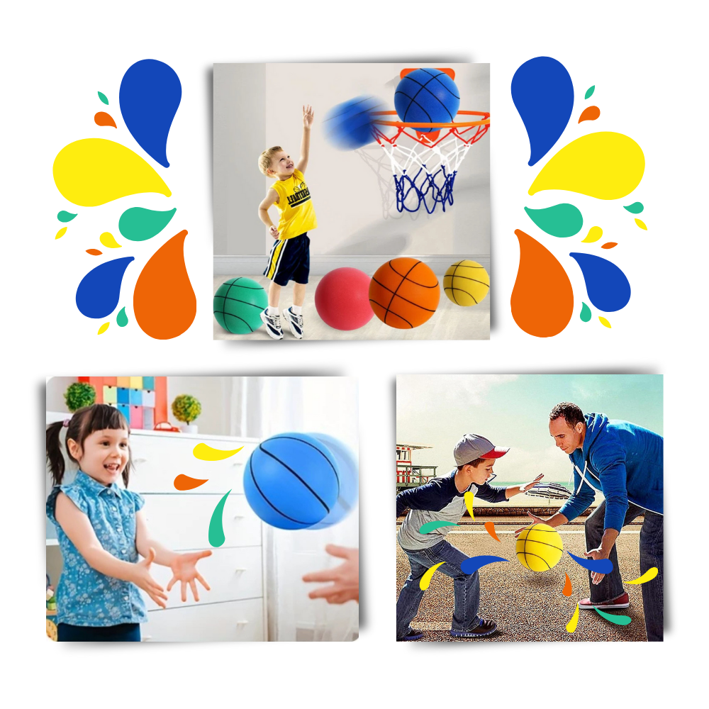 Balão de basquete silencioso e colorido de 18 cm da Sukiy, brinquedo esportivo divertido e vibrante.