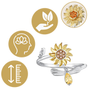 Anel giratório de girassol Helevia, com design de flor de girassol e mecanismo rotativo, em close na imagem.
