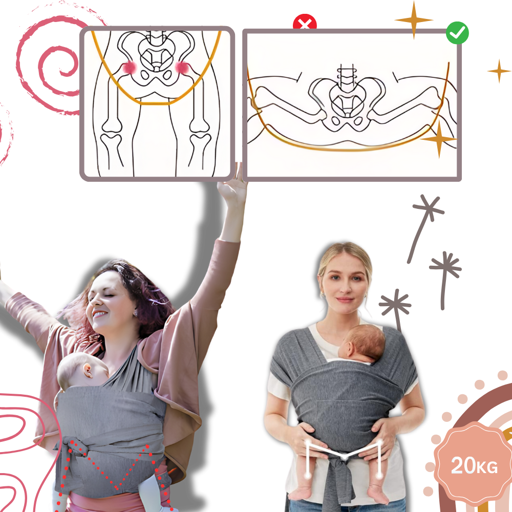 Porte-bébé ergonômico e respirável da marca Moby, com design de sling para apoio confortável ao bebê.