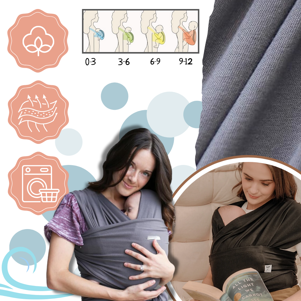 Porte-bébé ergonômico e respirável da Moby com suporte confortável para bebê e tecido arejado.