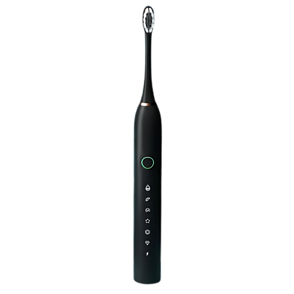 Escova de dentes elétrica vibratória sônica Suteng na cor preta, para cuidados bucais eficientes e limpeza profunda.