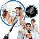 Escova de dentes elétrica vibratória sônica Suteng preta para cuidados bucais, com cabeça de escova e detalhes visíveis.