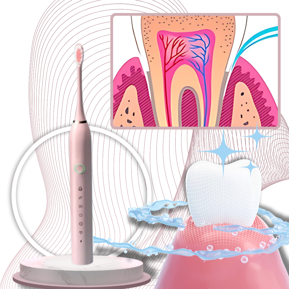Escova de dentes elétrica vibratória sônica Suteng preta para cuidados bucais, com cerdas de limpeza eficaz e design moderno