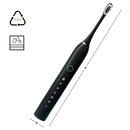 Escova de dentes elétrica vibratória sonora Suteng preta para cuidados bucais, com cerdas brancas e design ergonômico.
