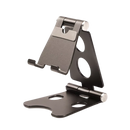 Suporte de telefone giratório e dobrável da Scnor, suporte de telefonia preto com design compacto e ajustável.