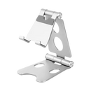 Suporte de telefone giratório e dobrável da Scnor em acabamento prateado, ideal para suporte móvel ajustável.