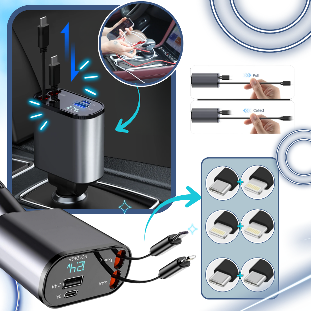 Estação de carga telescópica da T-power para veículos, dispositivo eletrônico para carregamento de carros com design compacto.