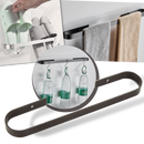 Suporte de parede em alumínio preto para pantuflas, ideal para organização e armazenamento de calçados domésticos.