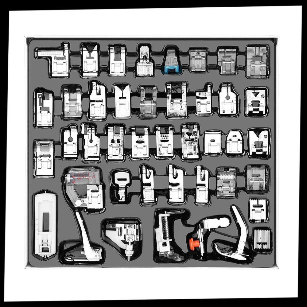 Conjunto de 32 a 42 pés-de-biche para máquina de costura Tapcet, acessórios para artesanato e costura criativa.