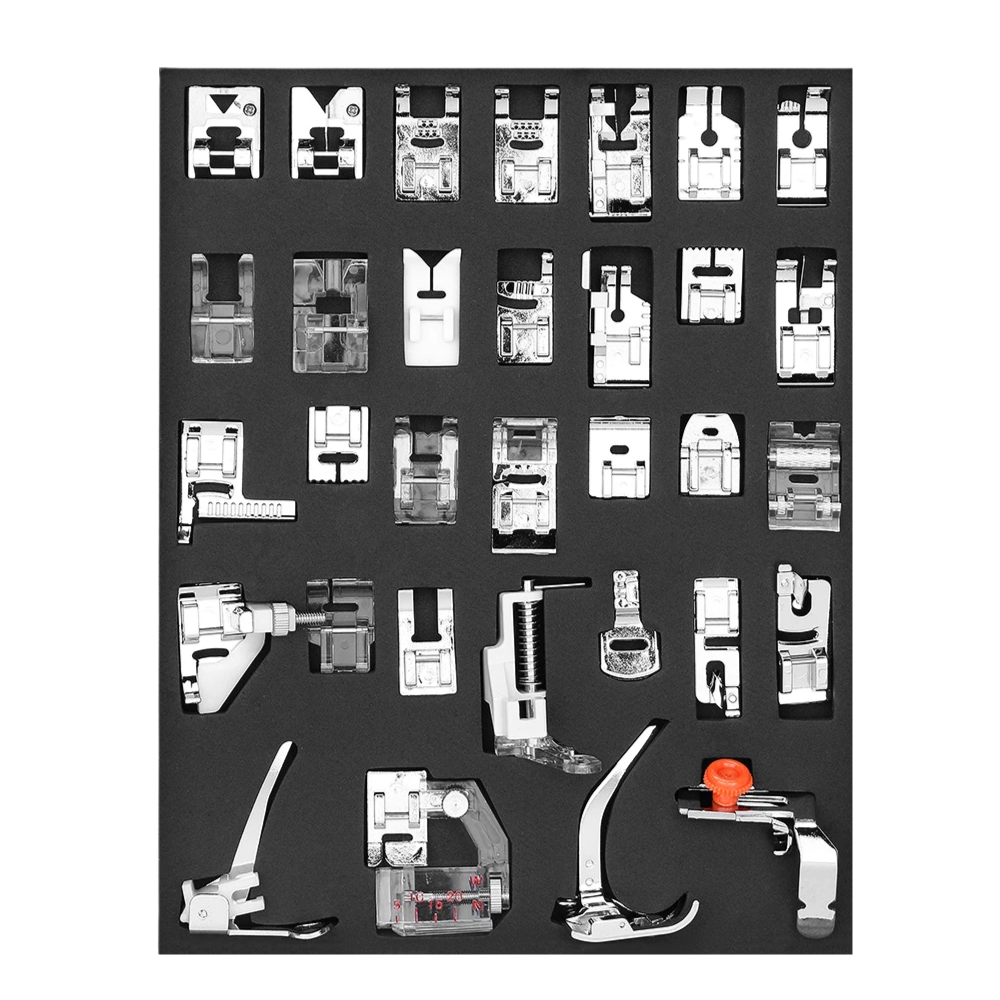 Conjunto de 32/42 pés-de-biche para máquina de costura Tapcet, peças para projetos de artesanato e costura criativa.