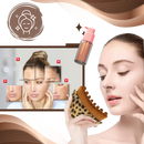Escova facial Tapify para drenagem linfática, com design em leopard, usada para cuidados de beleza e massagem facial.