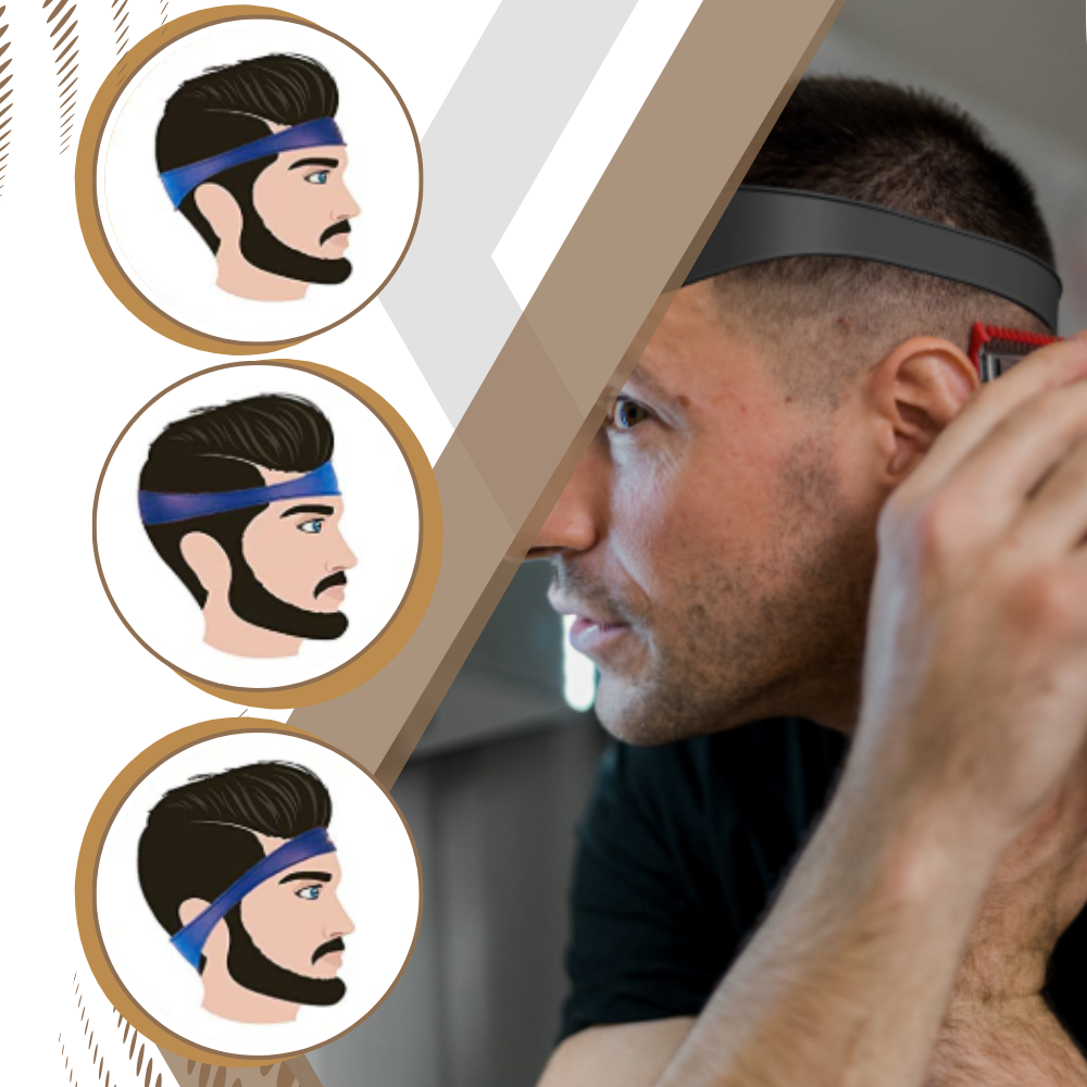 Banda elástica incurvada para corte de cabelo degradê, produto de rasagem e cuidados da marca Teblacker, em embalagem azul.