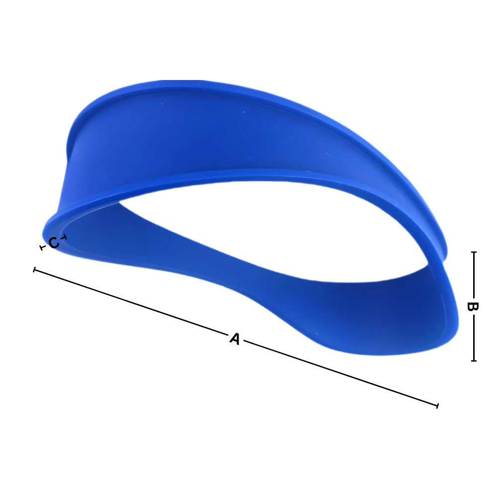 Banda elástica curva para corte de cabelo degradê, produto de cuidados e rasagem da marca Teblacker, na cor azul.
