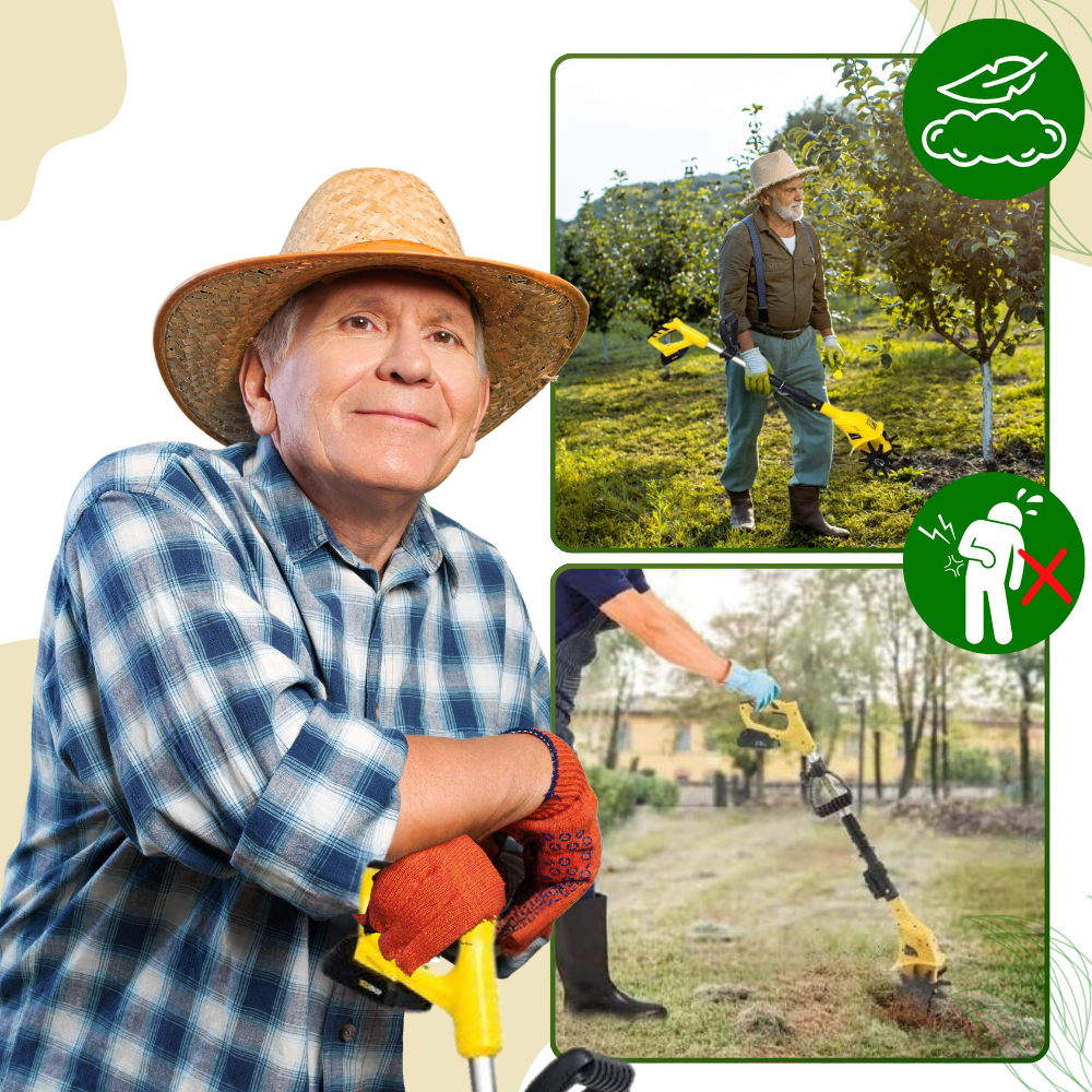 Cultivador elétrico sem fio Tfcfl para jardinagem ao ar livre, alta velocidade, equipamento elétrico portátil e eficiente.